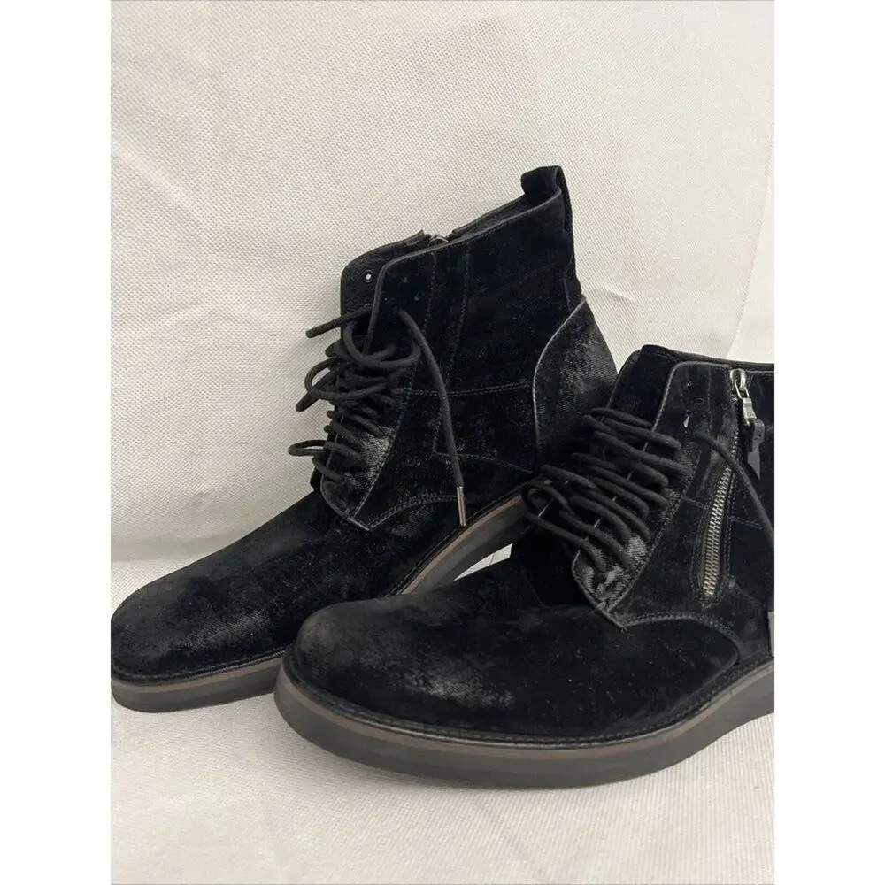 NEW MENS SZ 11 JOHN VARVATOS BARRETT SIDE ZIP BOOT SOFT VELVET SHEEN ANKLE
